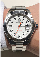 Load image into Gallery viewer, Tag Heuer Aquaracer Quartz White Dial Silver Steel Strap Watch for Men - WBD1111.BA0928