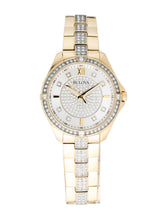 Load image into Gallery viewer, Bulova Crystal Collection Silver Crystal Dial Gold Steel Strap Watch for Women - 98L228