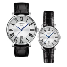Load image into Gallery viewer, Tissot Carson Premium Lady Silver Dial Black Leather Strap Watch For Women - T122.210.16.033.00