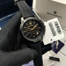 Load image into Gallery viewer, Maserati Successo Black Dial Black Rubber Strap Watch For Men - R8871621011