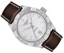 Load image into Gallery viewer, Tissot PR 100 Sport Silver Dial Brown Leather Strap Watch For Men - T101.610.16.031.00