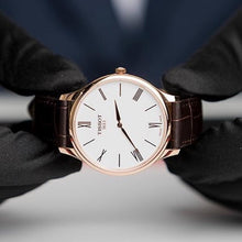 Load image into Gallery viewer, Tissot Tradition 5.5 White Dial Brown Leather Strap Watch for Men - T063.409.36.018.00
