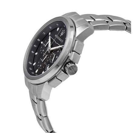 Maserati Successo Chronograph Black Dial Silver Steel Strap Watch For Men - R8873621001