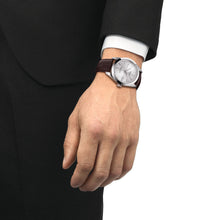 Load image into Gallery viewer, Tissot Gentleman Powermatic 80 Silicium Silver Dial Brown Leather Strap Watch For Men - T127.407.16.031.01