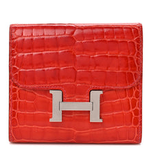 Load image into Gallery viewer, Shiny Alligator Constance Short Wallet Geranium