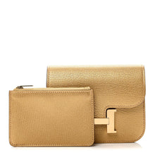 Load image into Gallery viewer, Metallic Chevre Chamkilight Constance Slim Wallet Dore