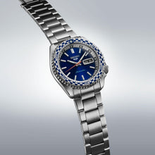 Load image into Gallery viewer, Seiko 5 Sports Petrol Blue Checker Flag Special Edition Blue Dial Silver Steel Strap Watch For Men - SRPK65K1