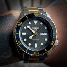 Load image into Gallery viewer, Seiko 5 Sports Automatic Special Creation Black Dial Two Tone Steel Strap Watch For Men - SRPK22