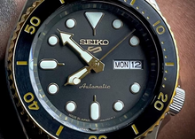 Load image into Gallery viewer, Seiko 5 Sports Automatic Special Creation Black Dial Two Tone Steel Strap Watch For Men - SRPK22