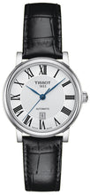 Load image into Gallery viewer, Tissot Carson Premium Automatic Lady Silver Dial Black Leather Strap Watch for Women - T122.207.16.033.00