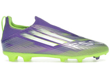 Load image into Gallery viewer, adidas F50 League Laceless FG/MG Purple Rush Cloud White Lucid Lemon (GS)