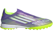 Load image into Gallery viewer, adidas F50 League Laceless TF Purple Rush Cloud White Lucid Lemon