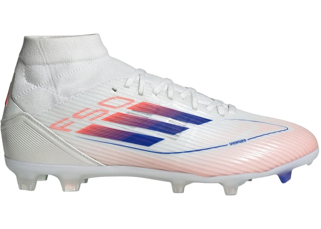 adidas F50 League Mid-Cut Firm/Multi-Ground Cloud White Lucid Blue Solar Red (Women's)