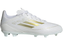 Load image into Gallery viewer, adidas F50 League Multi-Ground Cloud White Gold Metallic (GS)