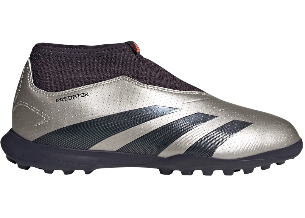adidas Predator League Laceless Turf Platinum Metallic Aurora Black Turbo (GS)