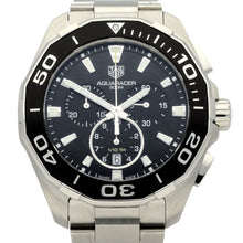 Load image into Gallery viewer, Tag Heuer Aquaracer Quartz Chronograph Black Dial Silver Steel Strap Watch for Men - CAY111A.BA0927