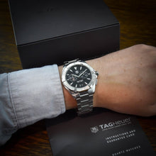 Load image into Gallery viewer, Tag Heuer Aquaracer Quartz Black Dial Silver Steel Strap Watch for Men - WAY111Z.BA0928