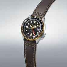 Load image into Gallery viewer, Seiko 5 Sports SKX GMT Automatic Mocha Black Dial Brown Leather Strap Watch For Men - SSK036K1