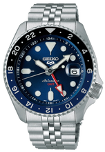 Load image into Gallery viewer, Seiko 5 Sports GMT SKX Automatic Blueberry Dial Silver Steel Strap Watch For Men - SSK003K1