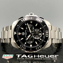 Load image into Gallery viewer, Tag Heuer Aquaracer Quartz Chronograph Black Dial Silver Steel Strap Watch for Men - CAY111A.BA0927