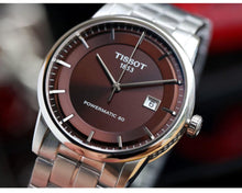 Load image into Gallery viewer, Tissot Luxury Powermatic 80 Brown Dial Silver Steel Strap Watch For Men - T086.407.11.291.00