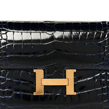 Load image into Gallery viewer, Shiny Alligator Constance Long Wallet Bleu Marine Cuivre