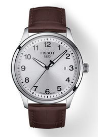 Tissot T-Sport Gent XL Silver Dial Brown Leather Strap Watch for Men - T116.410.16.037.00