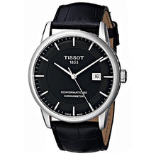 Load image into Gallery viewer, Tissot T Classic Luxury Powermatic 80 Black Dial Black Leather Strap Watch For Men - T086.408.16.051.00