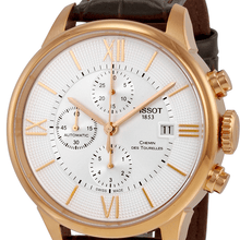 Load image into Gallery viewer, Tissot Des Tourelles Chronograph Silver Dial Brown Leather Strap Watch For Men - T099.427.36.038.00
