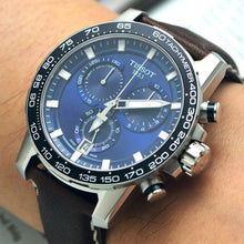 Load image into Gallery viewer, Tissot Supersport Chrono Blue Dial Brown Leather Strap Watch For Men - T125.617.16.041.00
