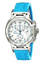 Load image into Gallery viewer, Tissot T Race Chronograph White Dial Brown Rubber Strap Watch for Women - T048.217.17.017.02