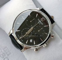 Load image into Gallery viewer, Tissot Tradition Chronograph Black Dial Black Leather Strap Watch For Men - T0636171605700
