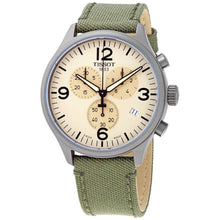 Load image into Gallery viewer, Tissot T Sport Chrono XL Beige Dial Khakhi Green Nylon Strap Watch for Men - T116.617.33.267.00