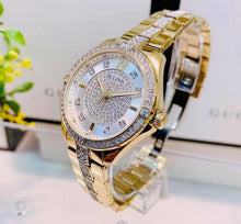 Load image into Gallery viewer, Bulova Crystal Collection Silver Crystal Dial Gold Steel Strap Watch for Women - 98L228