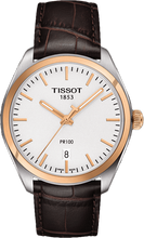 Load image into Gallery viewer, Tissot T Classic PR 100 Quartz White Dial Brown Leather Strap Watch for Men - T101.410.26.031.00