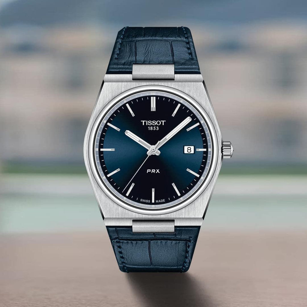 Tissot PRX Blue Dial Blue Leather Strap Watch for Men - T137.410.16.041.00