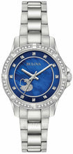 Load image into Gallery viewer, Bulova Crystal Collection Blue Mother of Pearl Dial Silver Steel Strap Watch for Women - 96L238