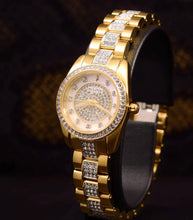 Load image into Gallery viewer, Bulova Crystal Collection Silver Crystal Dial Gold Steel Strap Watch for Women - 98L228