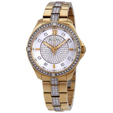 Load image into Gallery viewer, Bulova Crystal Collection Silver Crystal Dial Gold Steel Strap Watch for Women - 98L228