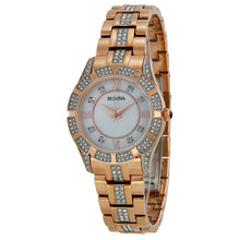 Load image into Gallery viewer, Bulova Crystal Mother of Pearl Dial Rose Gold Steel Strap Watch for Women - 98L197