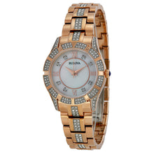 Load image into Gallery viewer, Bulova Crystal Mother of Pearl Dial Rose Gold Steel Strap Watch for Women - 98L197