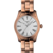 Load image into Gallery viewer, Tissot T Wave Mother of Pearl Dial Rose Gold Steel Strap Watch For Women - T112.210.33.113.00