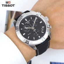 Load image into Gallery viewer, Tissot PR 100 Sport Quartz Chronograph Black Dial Black Leather Strap Watch For Men - T101.617.16.051.00