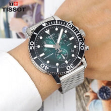 Load image into Gallery viewer, Tissot Seastar 1000 Chronograph Green Dial Silver Mesh Bracelet Watch For Men - T120.417.11.091.00