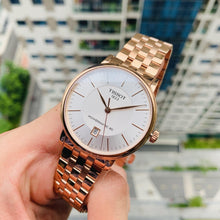 Load image into Gallery viewer, Tissot T Classic Carson Premium Automatic White Dial Rose Gold Steel Strap Watch for Men - T122.407.33.031.00