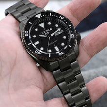 Load image into Gallery viewer, Seiko 5 Sports Automatic Black Dial Black Steel Strap Watch For Men - SRPD65K1