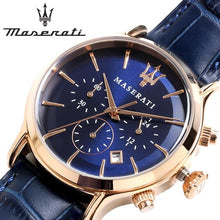 Load image into Gallery viewer, Maserati Epoca Blue Dial Leather Blue Strap Watch For Men - R8871618007
