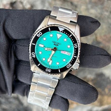 Load image into Gallery viewer, Seiko 5 Sports SKX Midi Automatic Teal Dial Silver Steel Strap Watch For Men - SRPK33K1