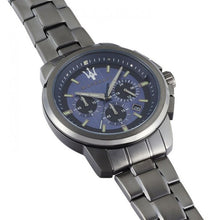 Load image into Gallery viewer, Maserati Successo Chronograph Blue Dial Black Steel Strap Watch For Men - R8873621005
