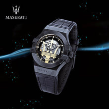 Load image into Gallery viewer, Maserati Potenza Automatic Black Dial Black Leather Strap Watch For Men - R8821108036